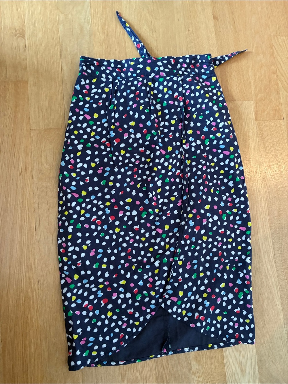 Vintage J. Crew Navy Skirt with Multicolor Confetti Print (Size 4)